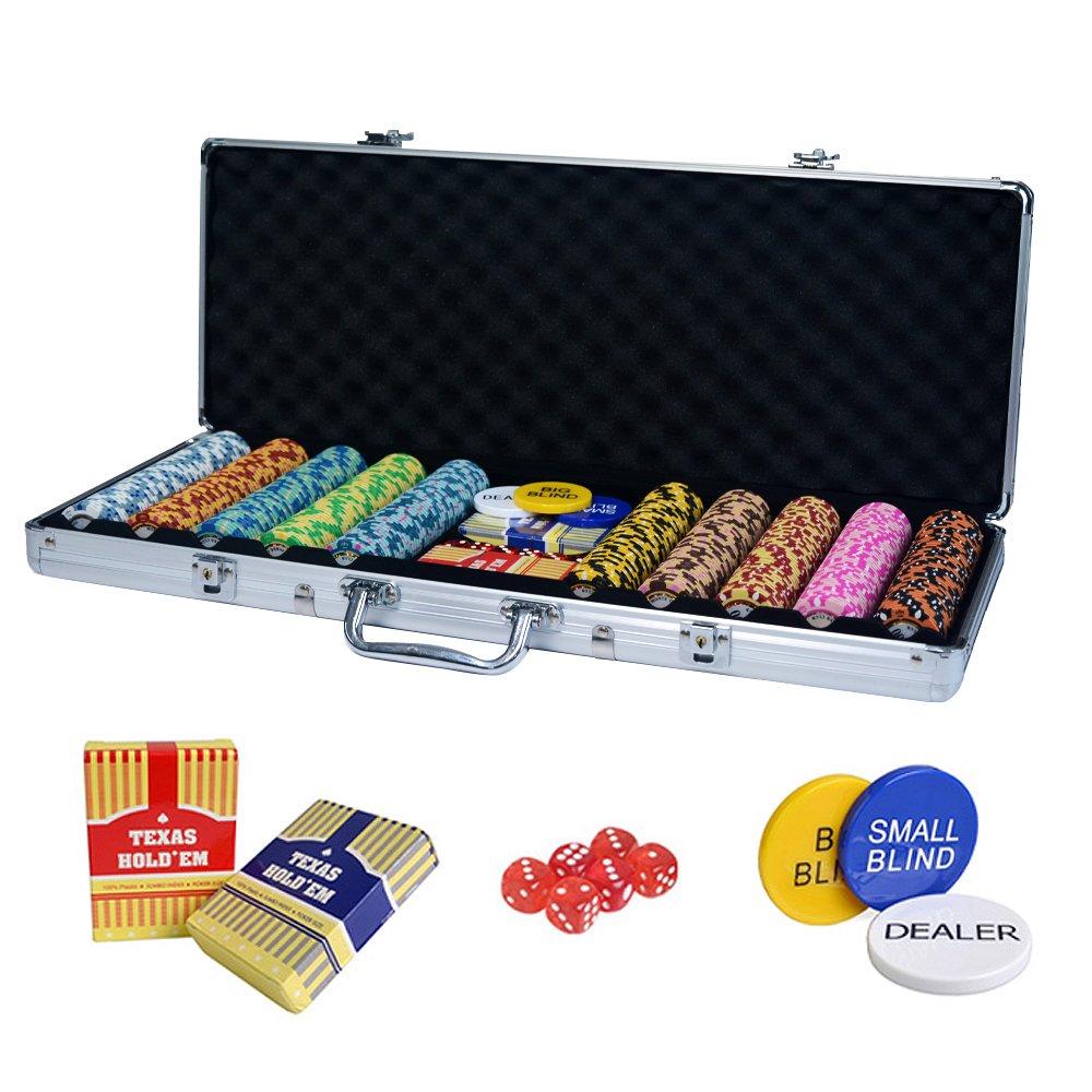 Hot Sale 500PCS/LOT Clay Chips Set with Trim Sticker Casino Crown Wheat Club Texas Hold'em Gambling Custom Poker Chips Supplier