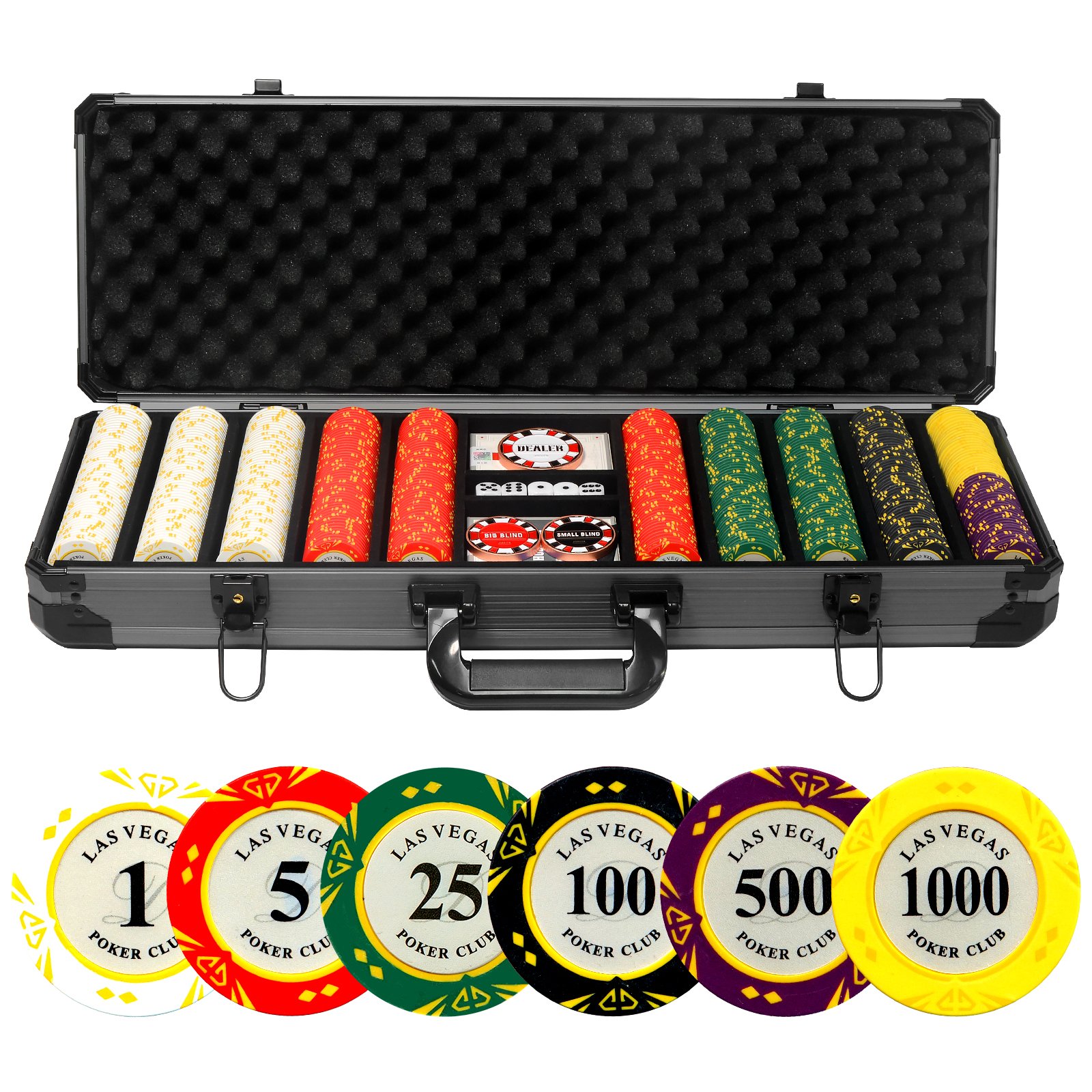 Wholesale 14g 39mm Casino Professional Luxury Clay 600/1000 Poker Set Box Set De Poker Chip Set