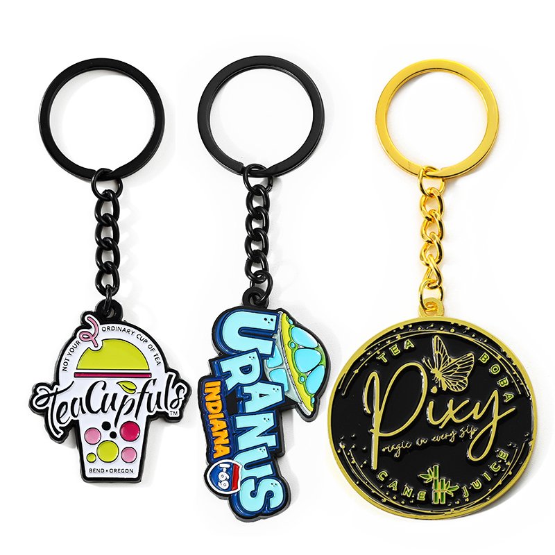 New Design Custom Promotional Advertising Keychains 2024 Round Custom Enamel Poker Chip Keychain