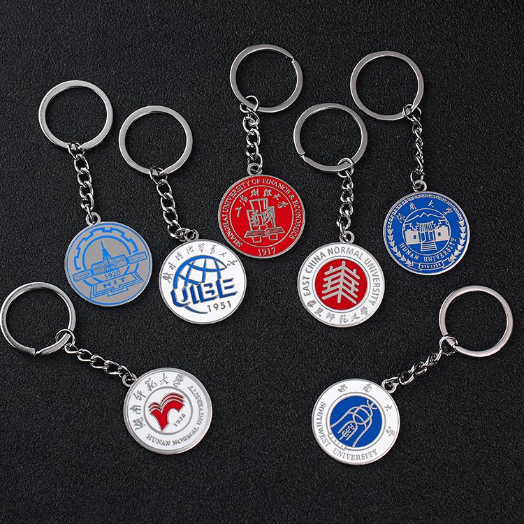New Design Custom Promotional Advertising Keychains 2024 Round Custom Enamel Poker Chip Keychain