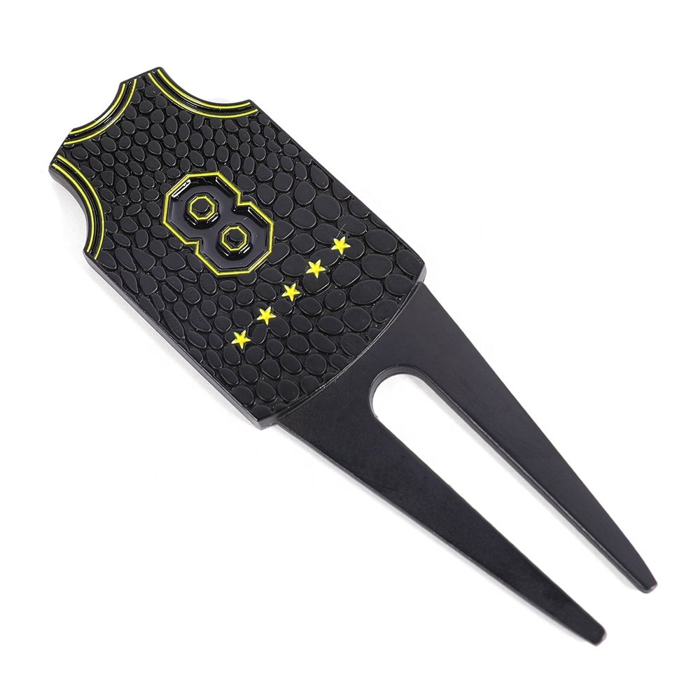 Wholesale Black Jersey #8 Double-sided Golf Gift Box Set Enamel Ball Marker Magnetic Hat Clip Divot Tool Pitch Fork