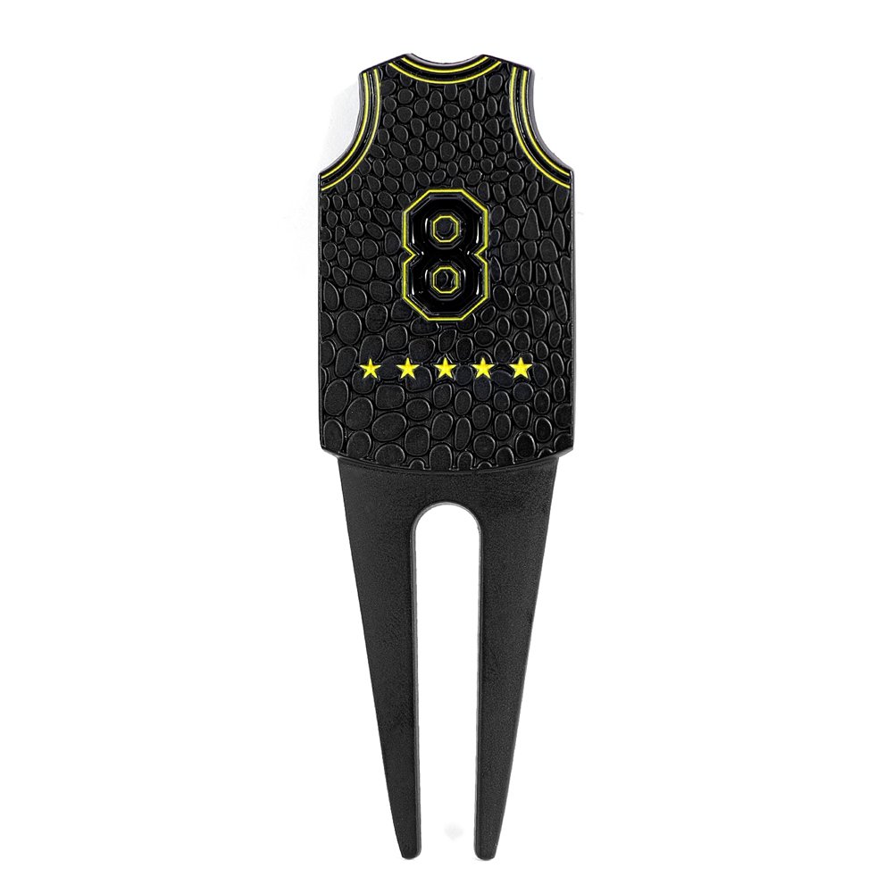 Wholesale Black Jersey #8 Double-sided Golf Gift Box Set Enamel Ball Marker Magnetic Hat Clip Divot Tool Pitch Fork