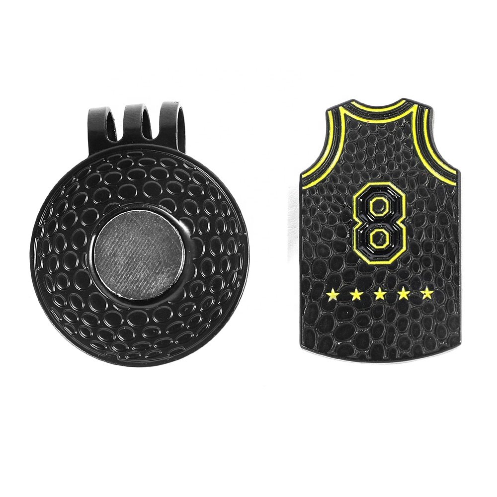 Wholesale Black Jersey #8 Double-sided Golf Gift Box Set Enamel Ball Marker Magnetic Hat Clip Divot Tool Pitch Fork