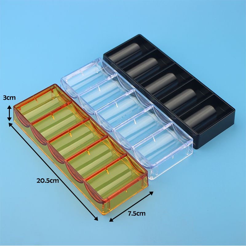 Transparent 5-Cell Coding Rack for Storage for Poker Chips Can hold 100 40x3.3mm chips