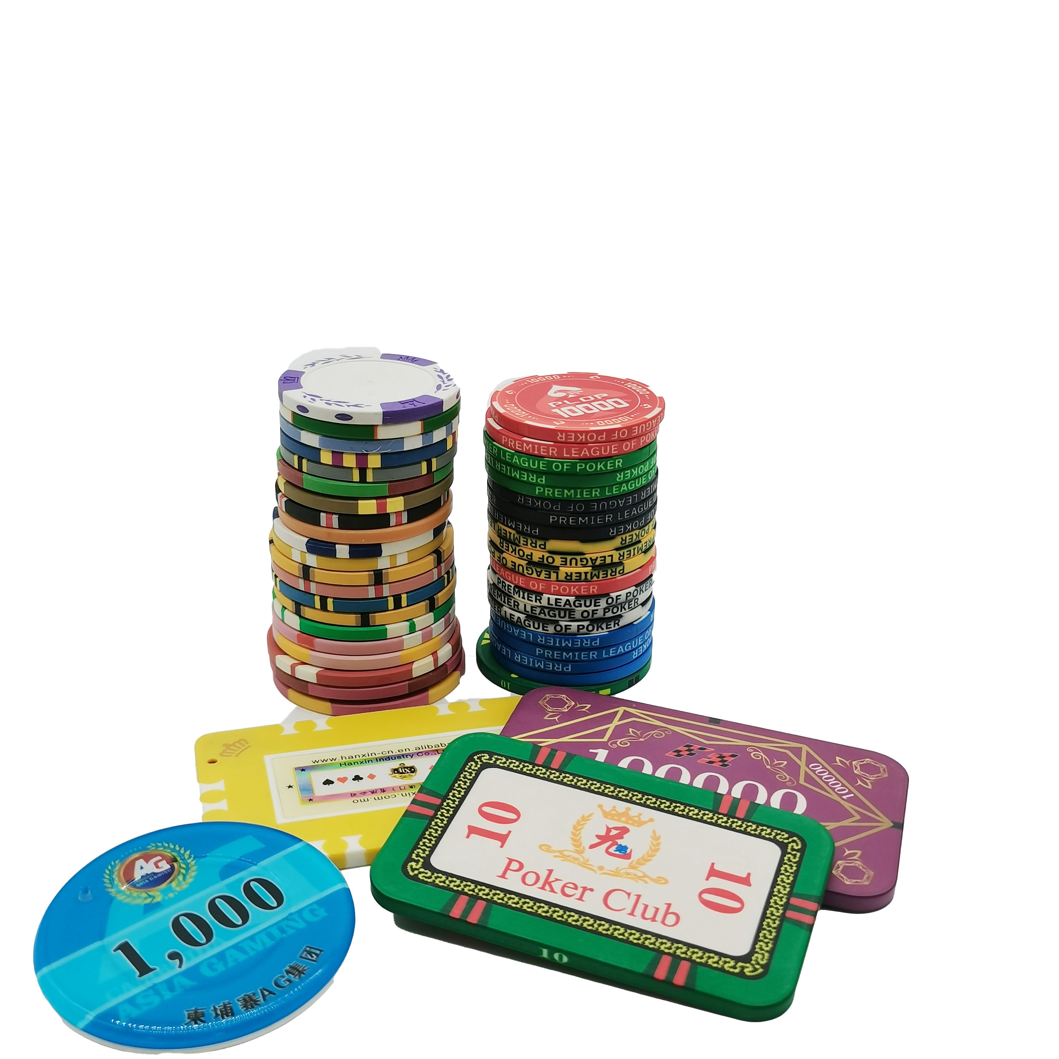 Custom Ultimate Clay Poker Chips Set round Ceramic Poker Chips Numbers Denominations 39mm Diameter ABS PS Aluminium Material