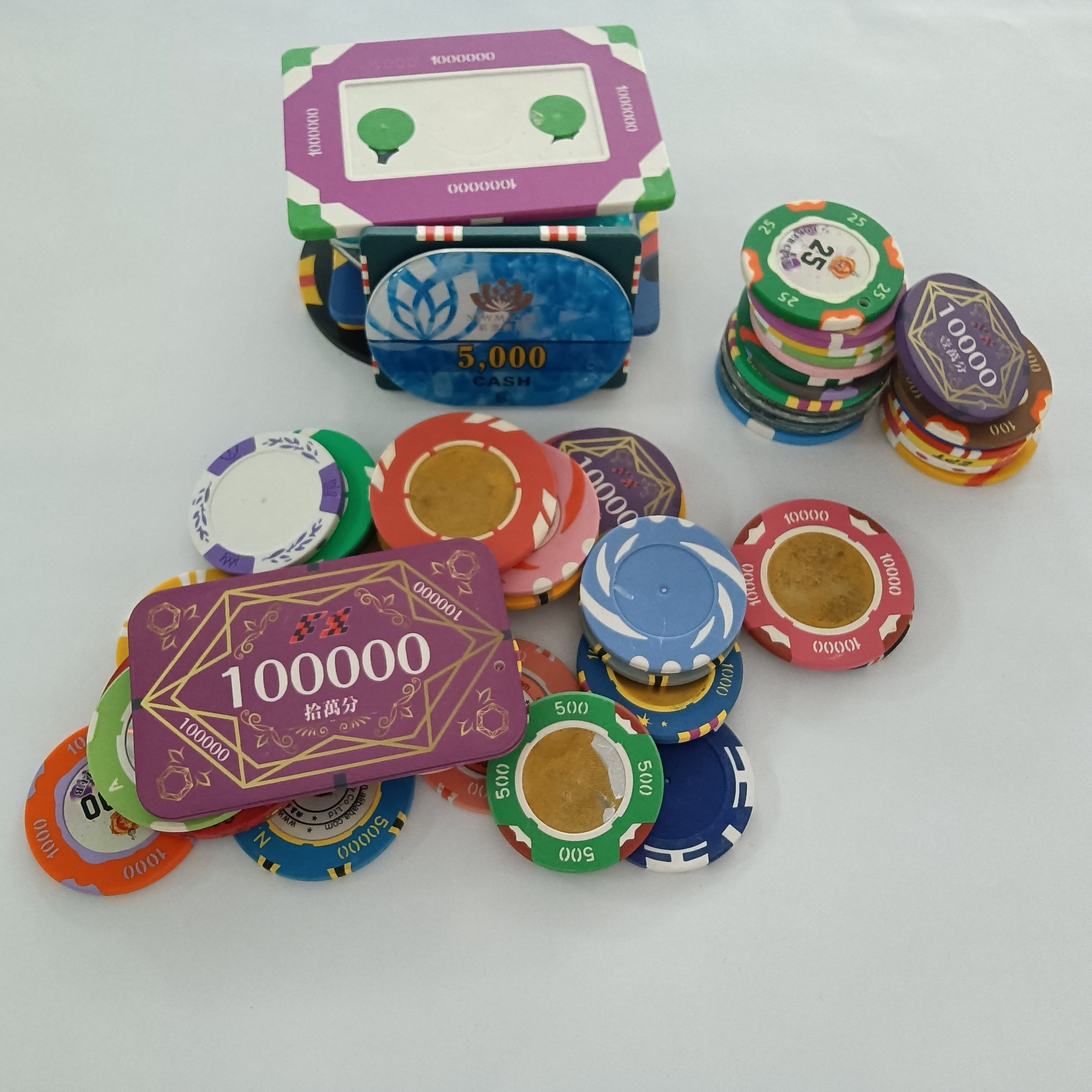 Custom Ultimate Clay Poker Chips Set round Ceramic Poker Chips Numbers Denominations 39mm Diameter ABS PS Aluminium Material