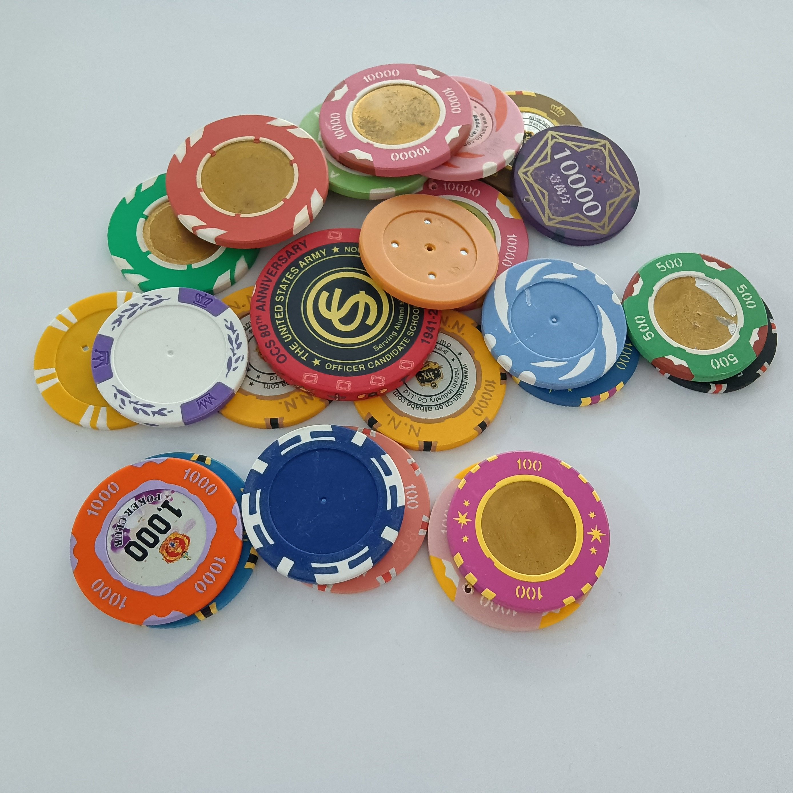 Custom Ultimate Clay Poker Chips Set round Ceramic Poker Chips Numbers Denominations 39mm Diameter ABS PS Aluminium Material