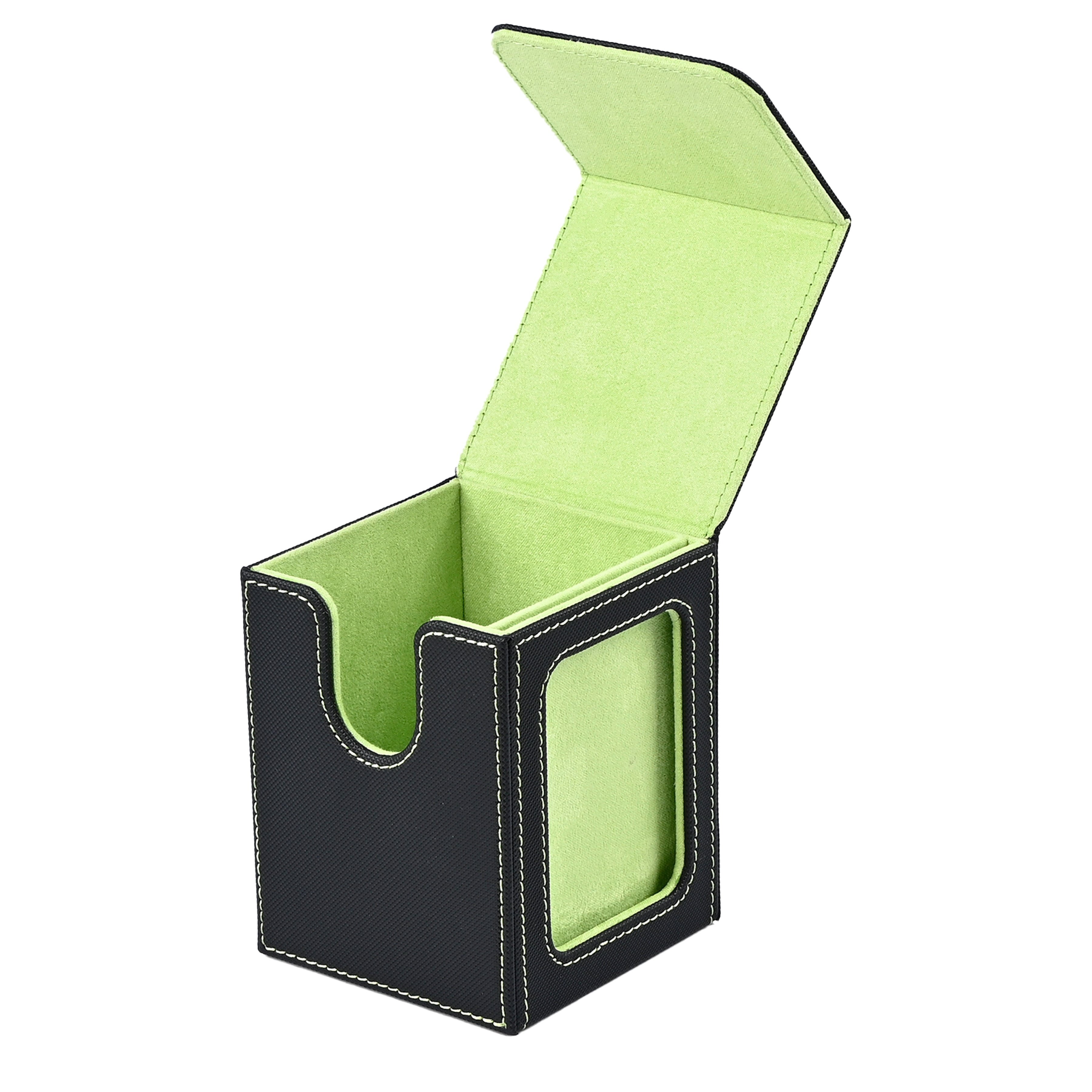100+ Capacity Magnetic PU Faux Leather Trading Card Deck Box with Display Window-Card Storage Case for TCG Game and Sports Cards