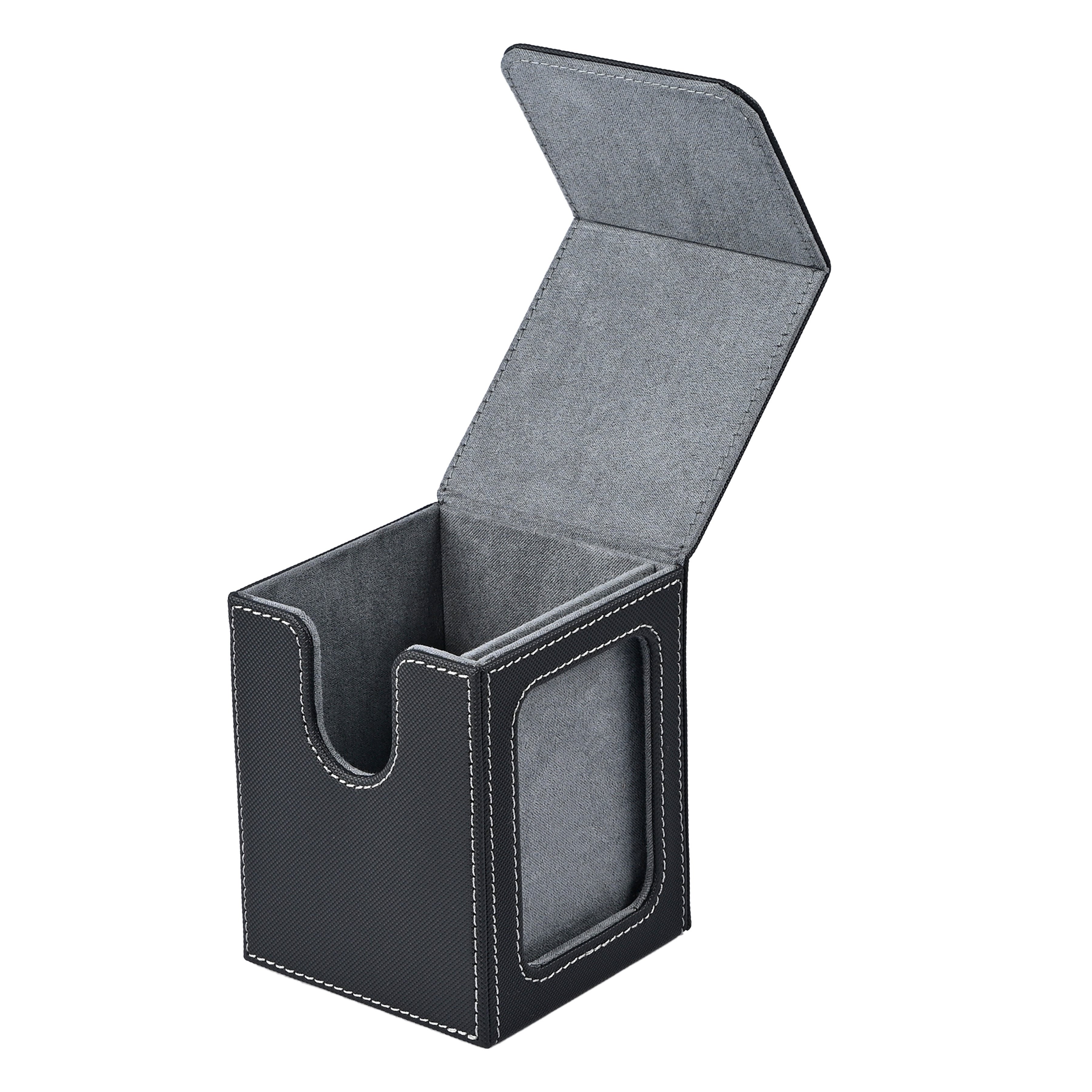 100+ Capacity Magnetic PU Faux Leather Trading Card Deck Box with Display Window-Card Storage Case for TCG Game and Sports Cards