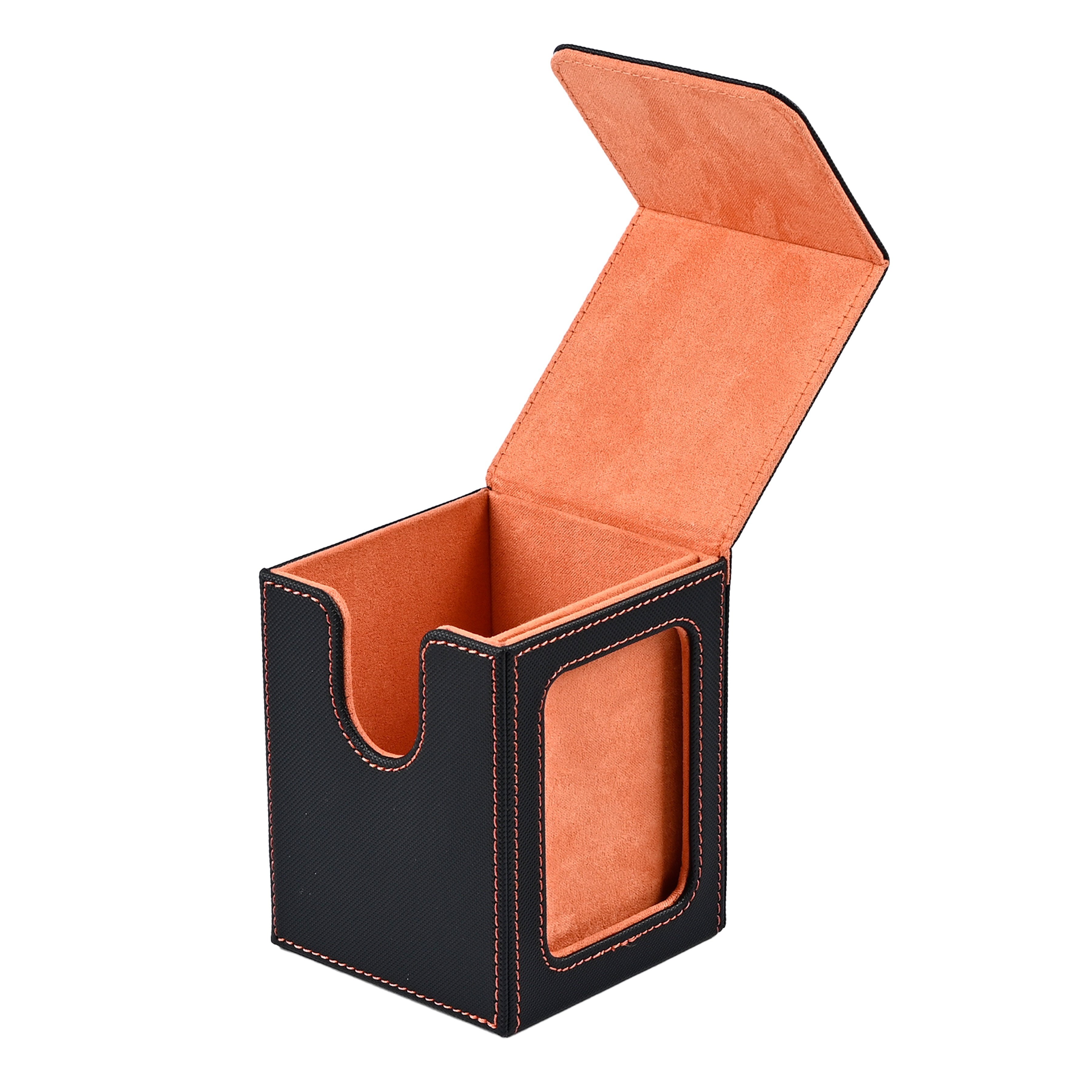 100+ Capacity Magnetic PU Faux Leather Trading Card Deck Box with Display Window-Card Storage Case for TCG Game and Sports Cards