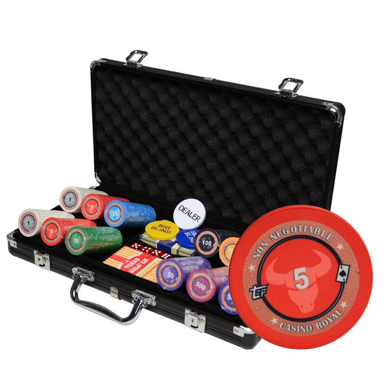 300PCS/set 12 colors Casino Ceramic Poker Chips set with Aluminum Poker Chip Suitcase