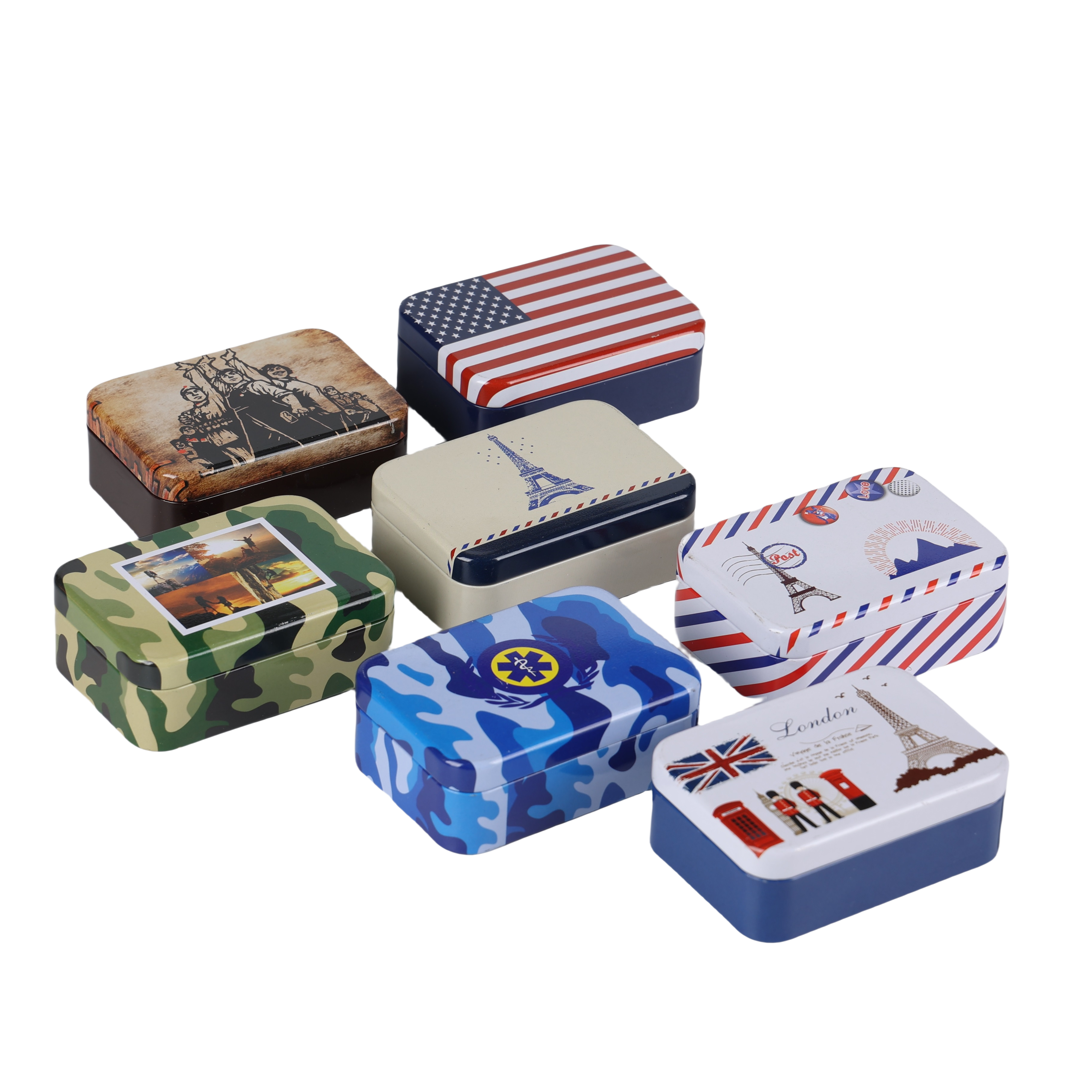 9x6.5x2.5cm rectangle ultra thin metal tin box print small metal sliding lid tin box