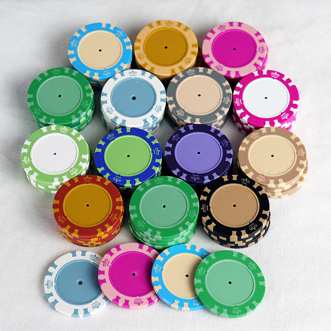 Customized Personalized Per Blank Royal Cards Mahjong Entertainment Two-tone Custom Ceramic 14G 10g Clay Poker Chips For sales