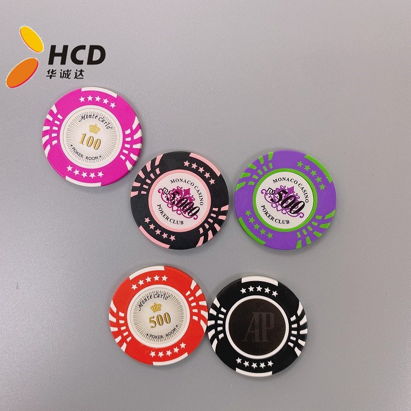 Factory custom tournament clay poker chips set with colored denomes 14grams 40mm with ceramic pokerchips