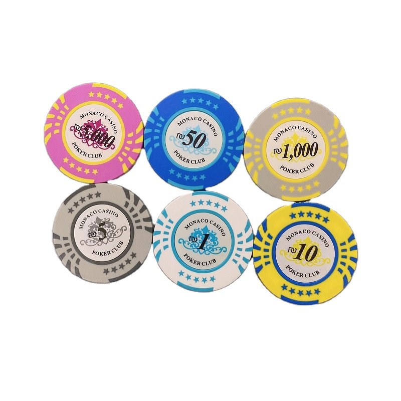 Factory custom tournament clay poker chips set with colored denomes 14grams 40mm with ceramic pokerchips