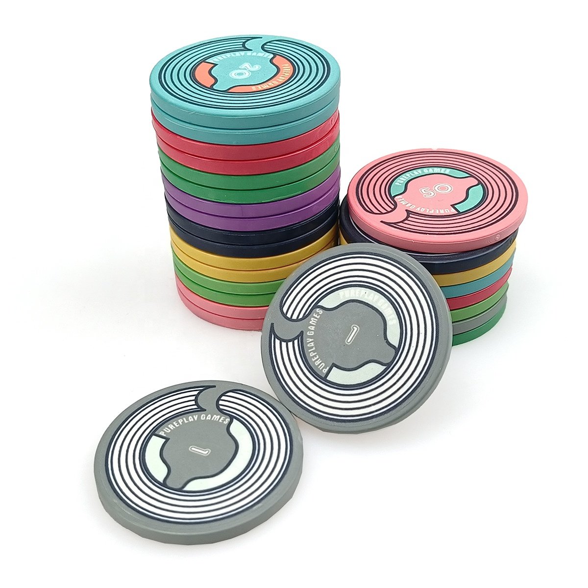 Ready to ship ceramic 39mm poker chips 10g custom ept logo free design free sample from kaile poker chips factory for table game