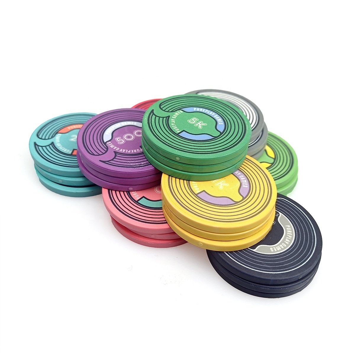Ready to ship ceramic 39mm poker chips 10g custom ept logo free design free sample from kaile poker chips factory for table game