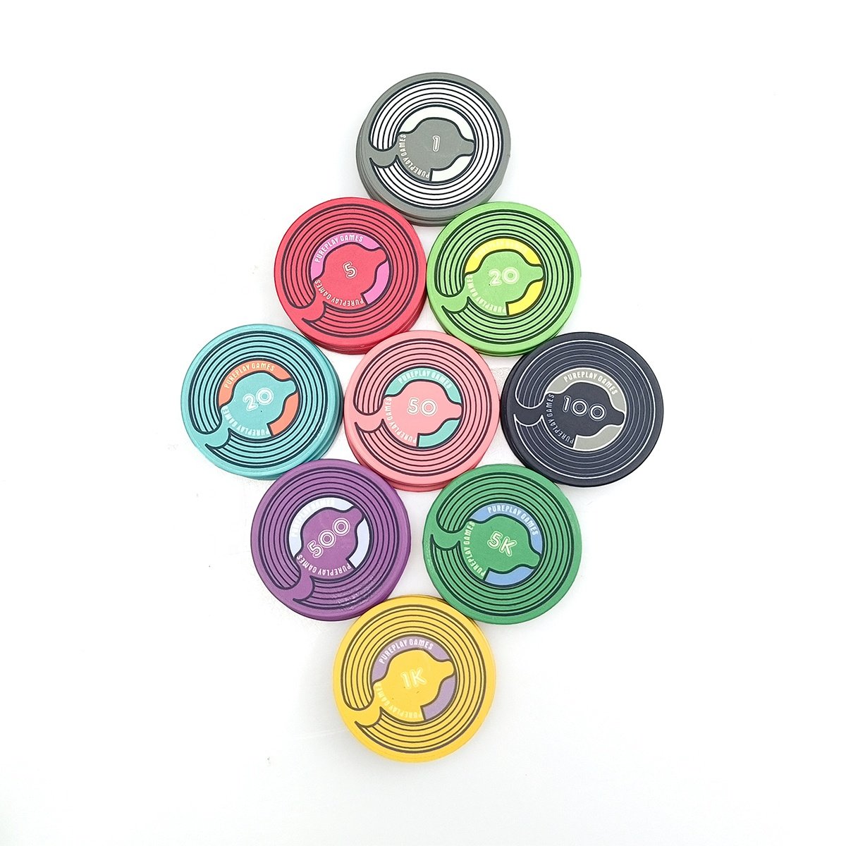 Ready to ship ceramic 39mm poker chips 10g custom ept logo free design free sample from kaile poker chips factory for table game
