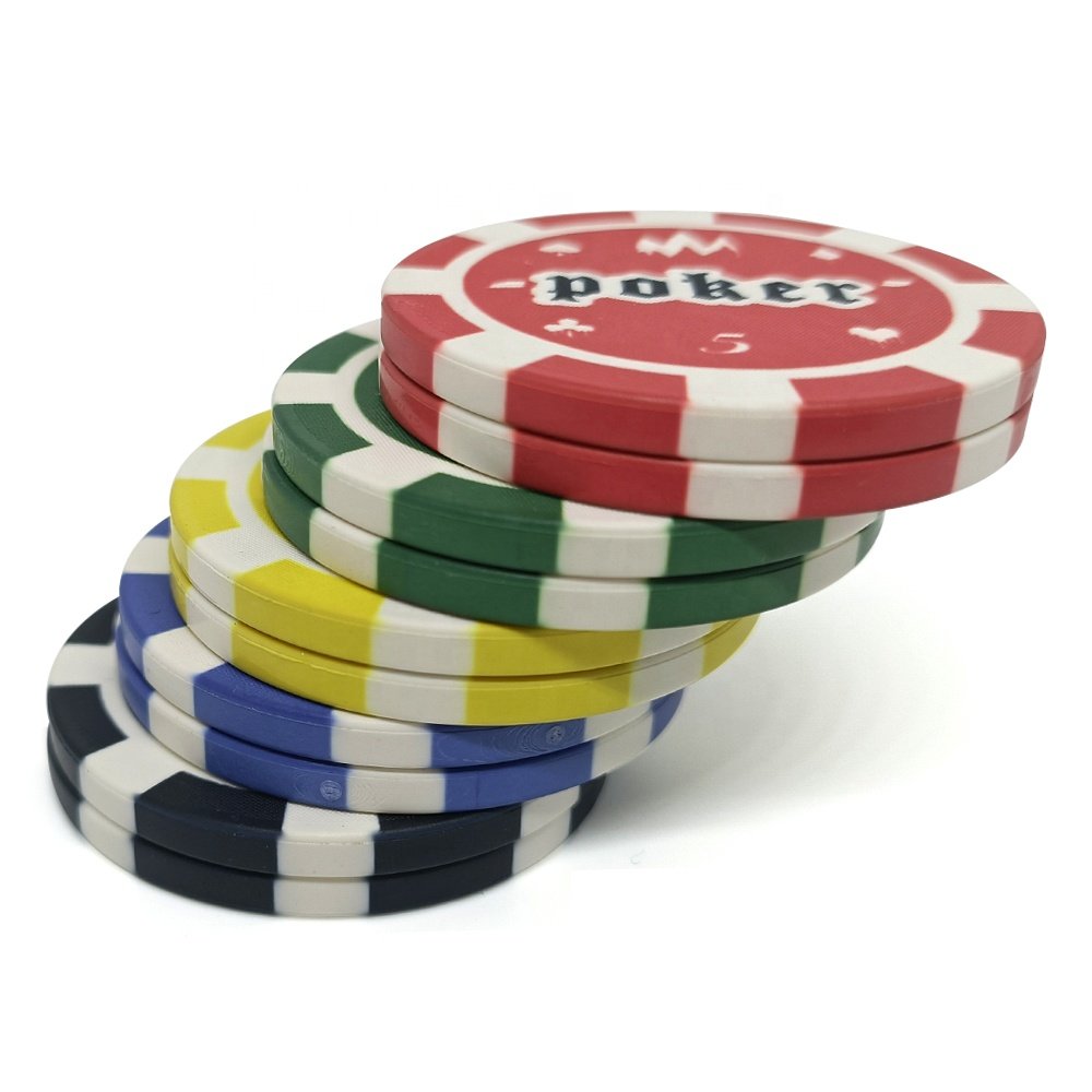 Good quality professional multi color 39mm poker chips ceramic hot stamp with custom different value and logo