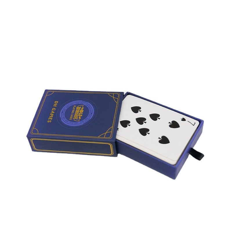 Custom Promotional Print Plastic PVC Waterproof Gold Foil Plastic Playing Poker Cards With Drawer Box