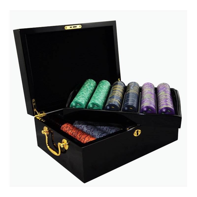 Original design Drawable Wooden Poker Chip Set Box Suitcase with Wooden Rack Cabinet