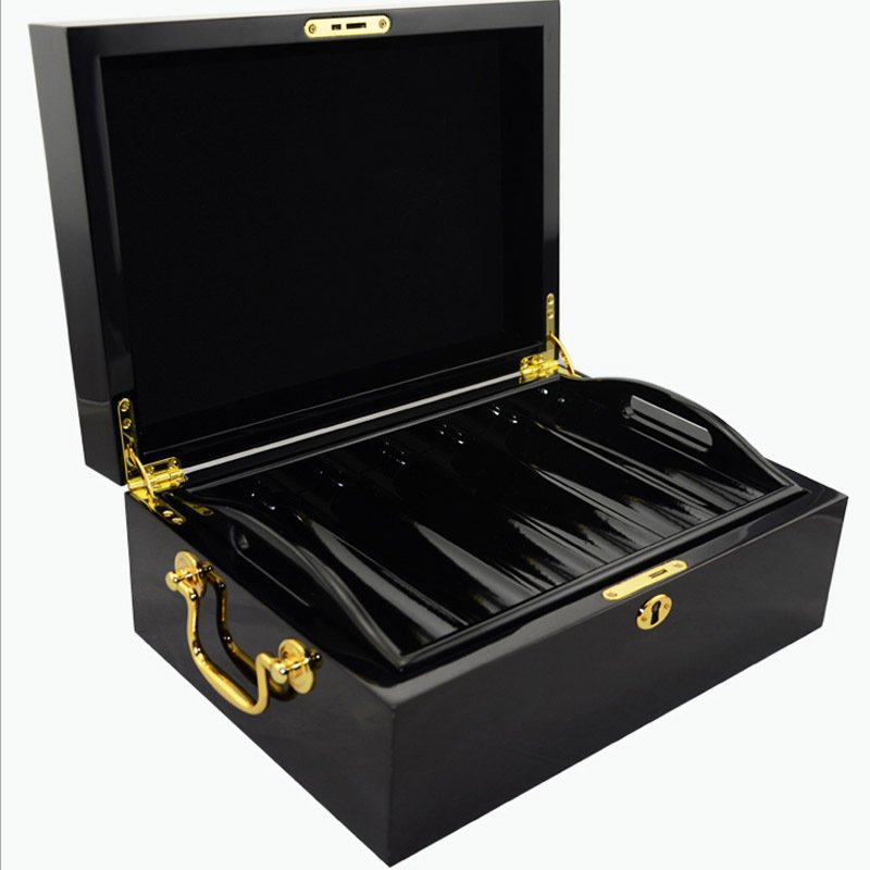 Original design Drawable Wooden Poker Chip Set Box Suitcase with Wooden Rack Cabinet