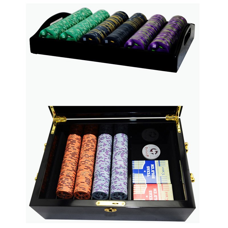 Original design Drawable Wooden Poker Chip Set Box Suitcase with Wooden Rack Cabinet