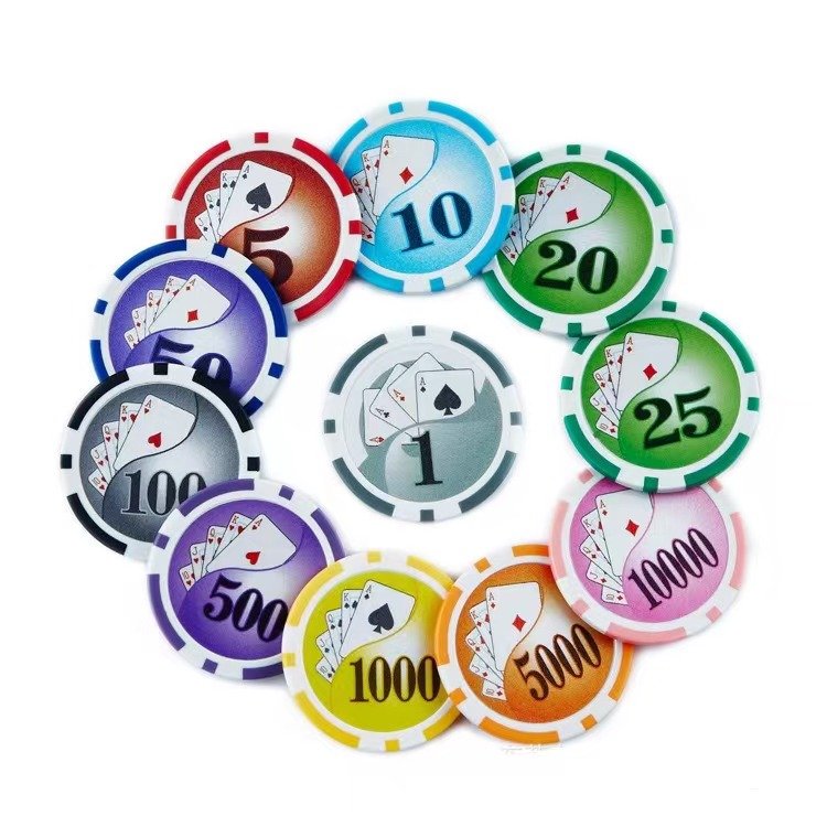 New Design Color Professional Poker Chips With Laser Sticker ABS PS Game Chips Set