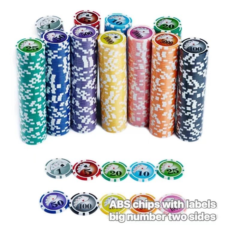 New Design Color Professional Poker Chips With Laser Sticker ABS PS Game Chips Set