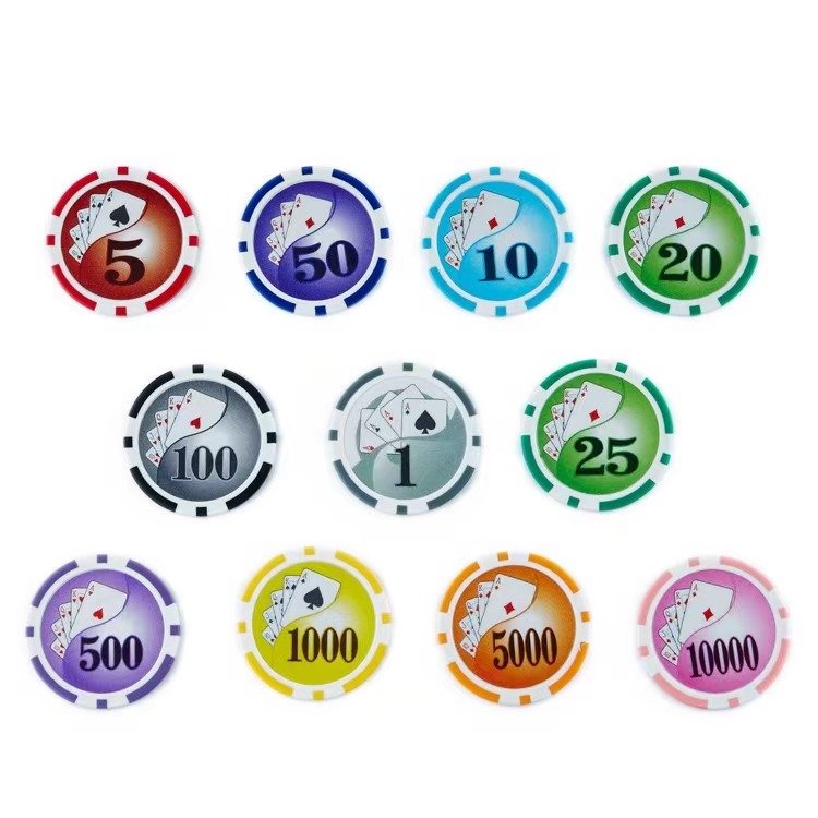 New Design Color Professional Poker Chips With Laser Sticker ABS PS Game Chips Set