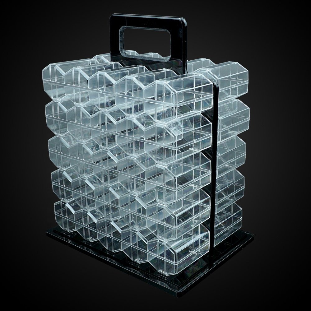 Factory supply 1000ct clear acrylic poker chip bird cage carrier case with lock include 10 racks storage 43mm casino poker chip
