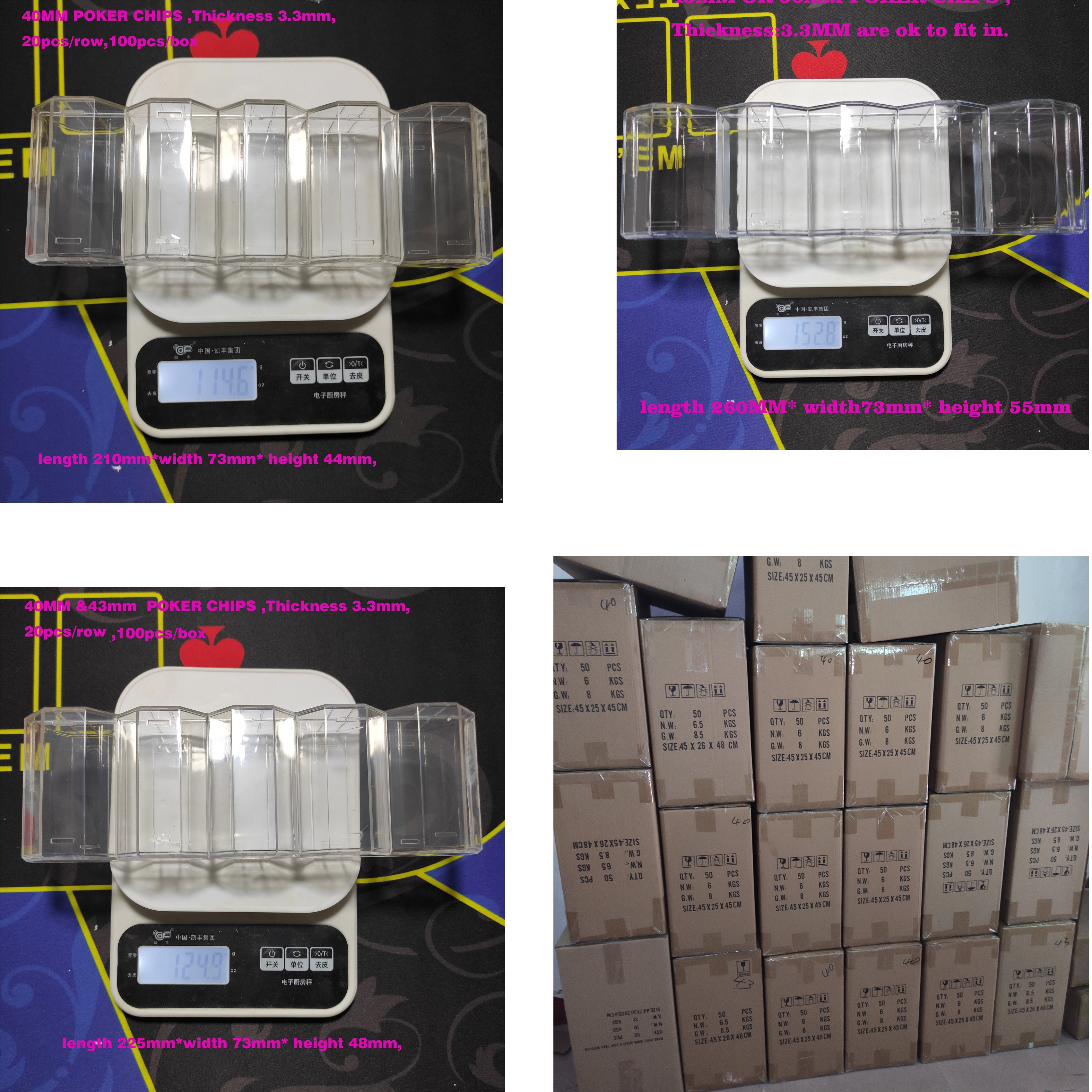 2.0 version new 100 40mm 43MM 45MM 50MM acrylic poker chip tray BOX RACKS