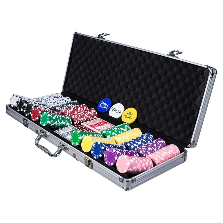 Poker Case 500 Chips 11.5gms Dice Unnumbered 8 Colors