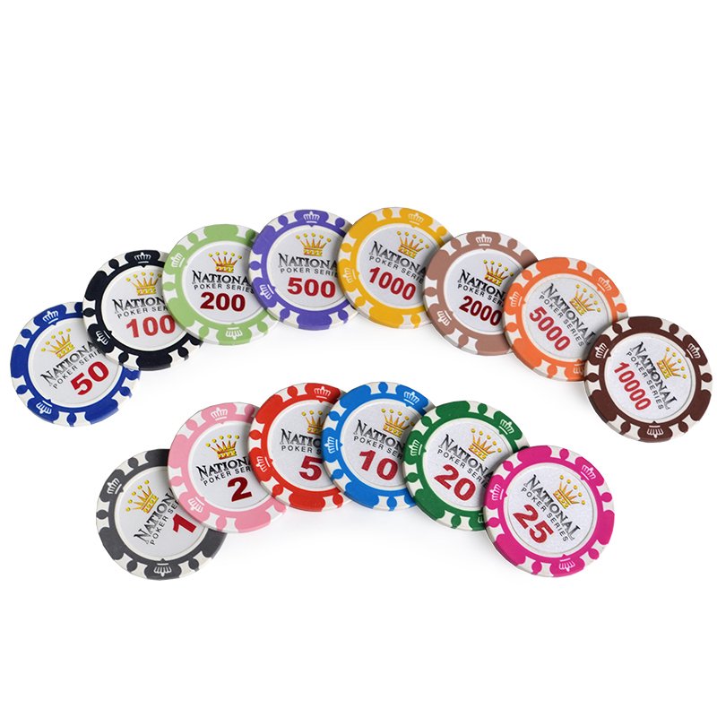 Hot! 14G clay poker chip with stickers inlay