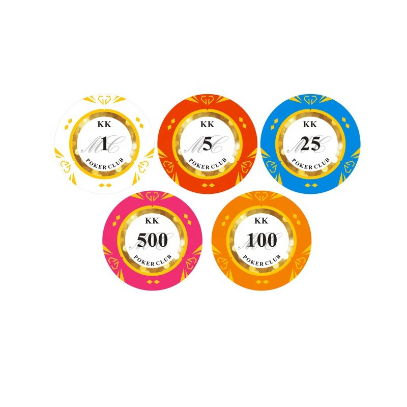 Hot sale 14G clay poker chip with GOLD TRIM stickers