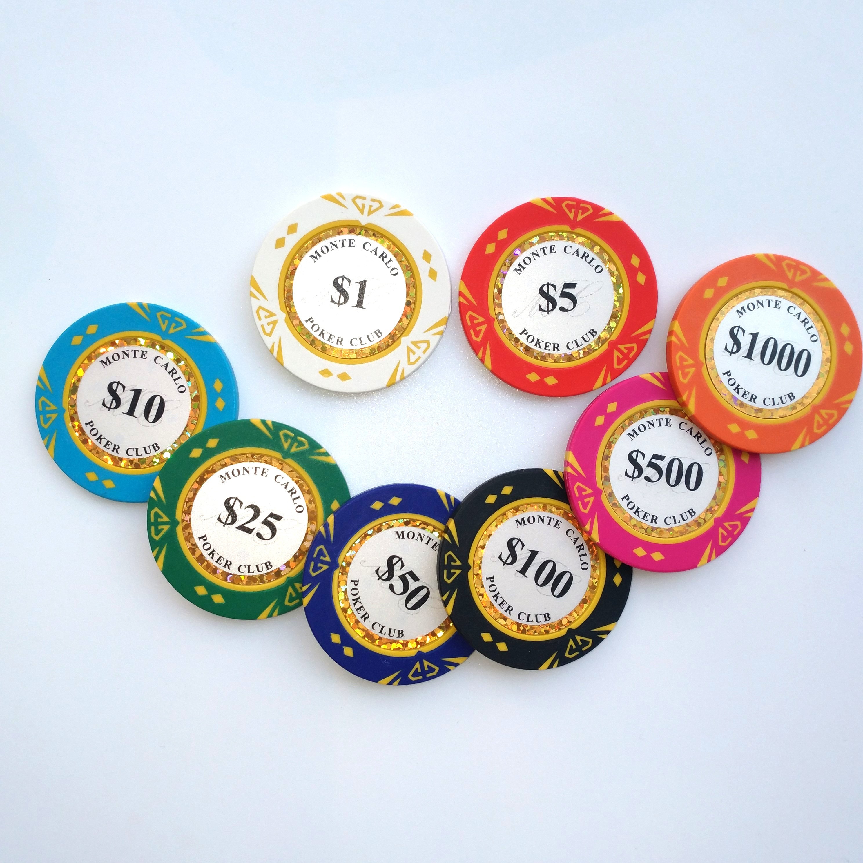 Hot sale 14G clay poker chip with GOLD TRIM stickers