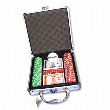 100pcs poker chip set in Silver aluminium case