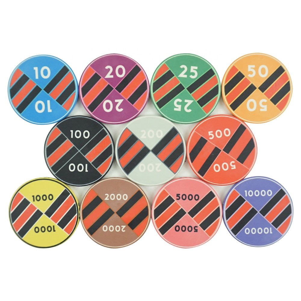Gambling Game Personalized Handmade Ceramic Poker Chips Sector Chips With Value In Size 39mm*3.5mm Of 10g Keramik Pokerchips