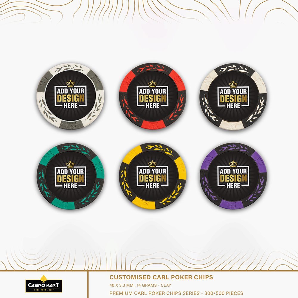 Customised Carl Poker Chips Casino quality clay poker chip with Customised colour and logo in lay 14 gm Baccarat Blackjack