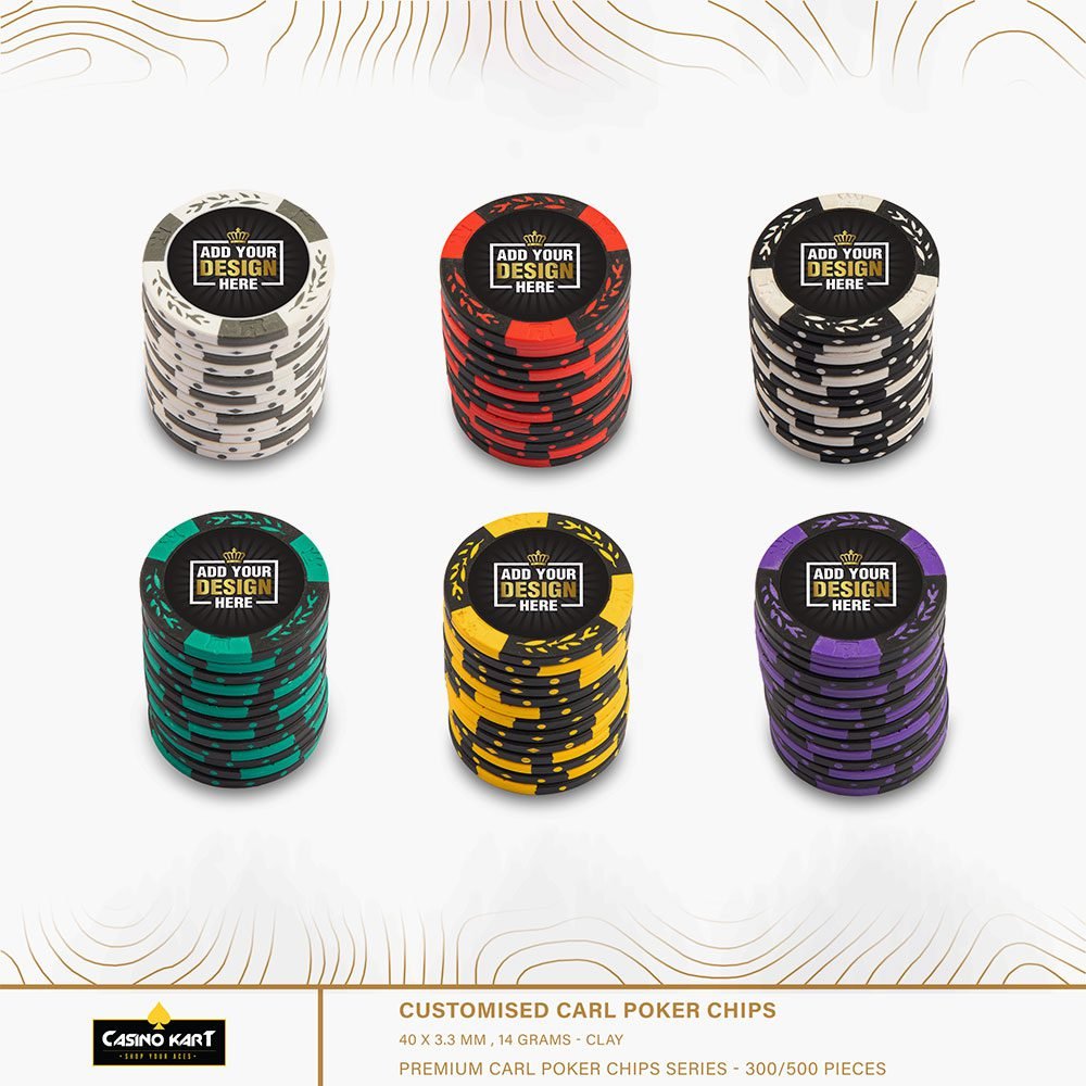 Customised Carl Poker Chips Casino quality clay poker chip with Customised colour and logo in lay 14 gm Baccarat Blackjack