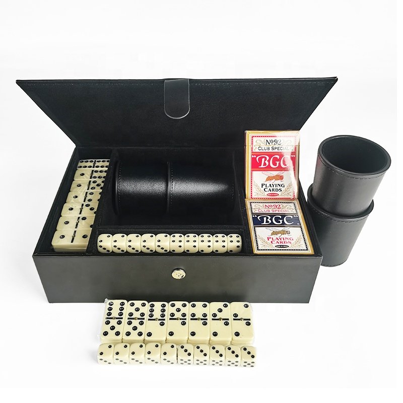 Manufacturer Customized Leather Poker Chip Set Case Luxury Poker Chip Game Set Box Black Leather Cardboard Playing Card Box