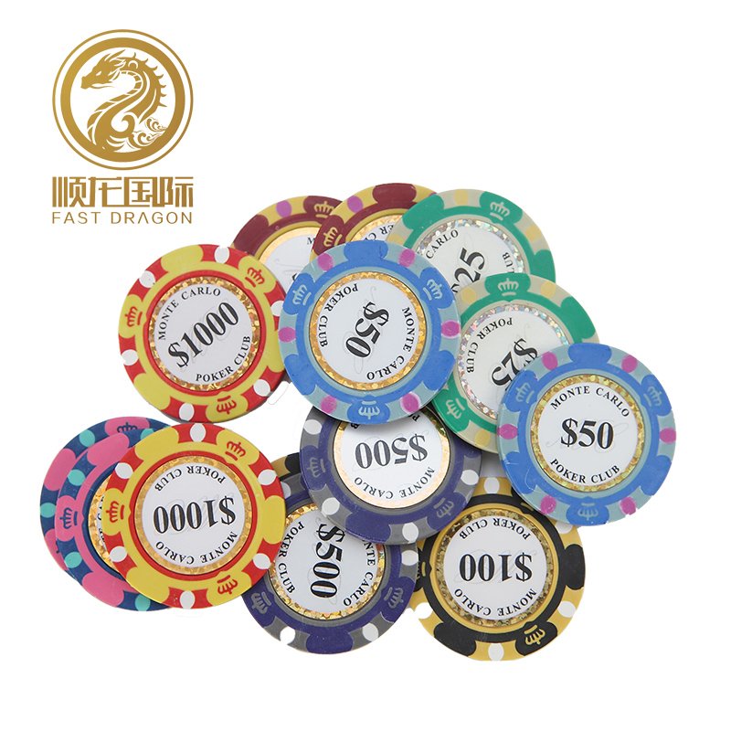 Three Colors Custom Casino 14g Clay Crown Pattern Poker Chips