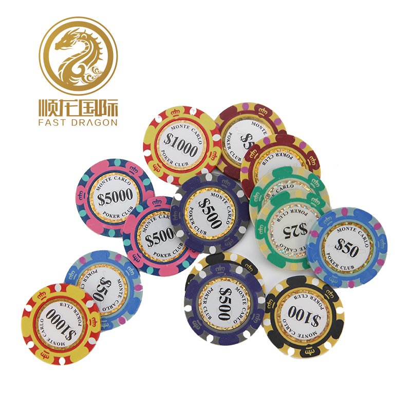 Three Colors Custom Casino 14g Clay Crown Pattern Poker Chips