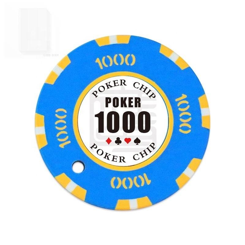 Casino quality inner decal denomination clay poker chip with customised colour and logo in lay 14 gm casino chip