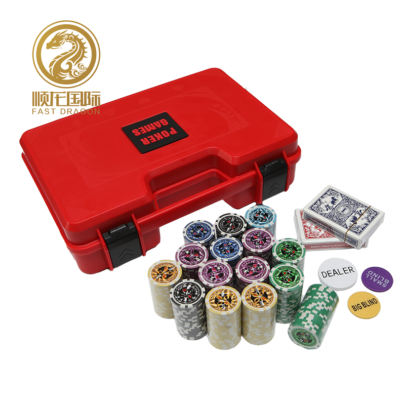 300 PCS/SET Clay Casino Texas Poker Chips Sets With Red ABS case