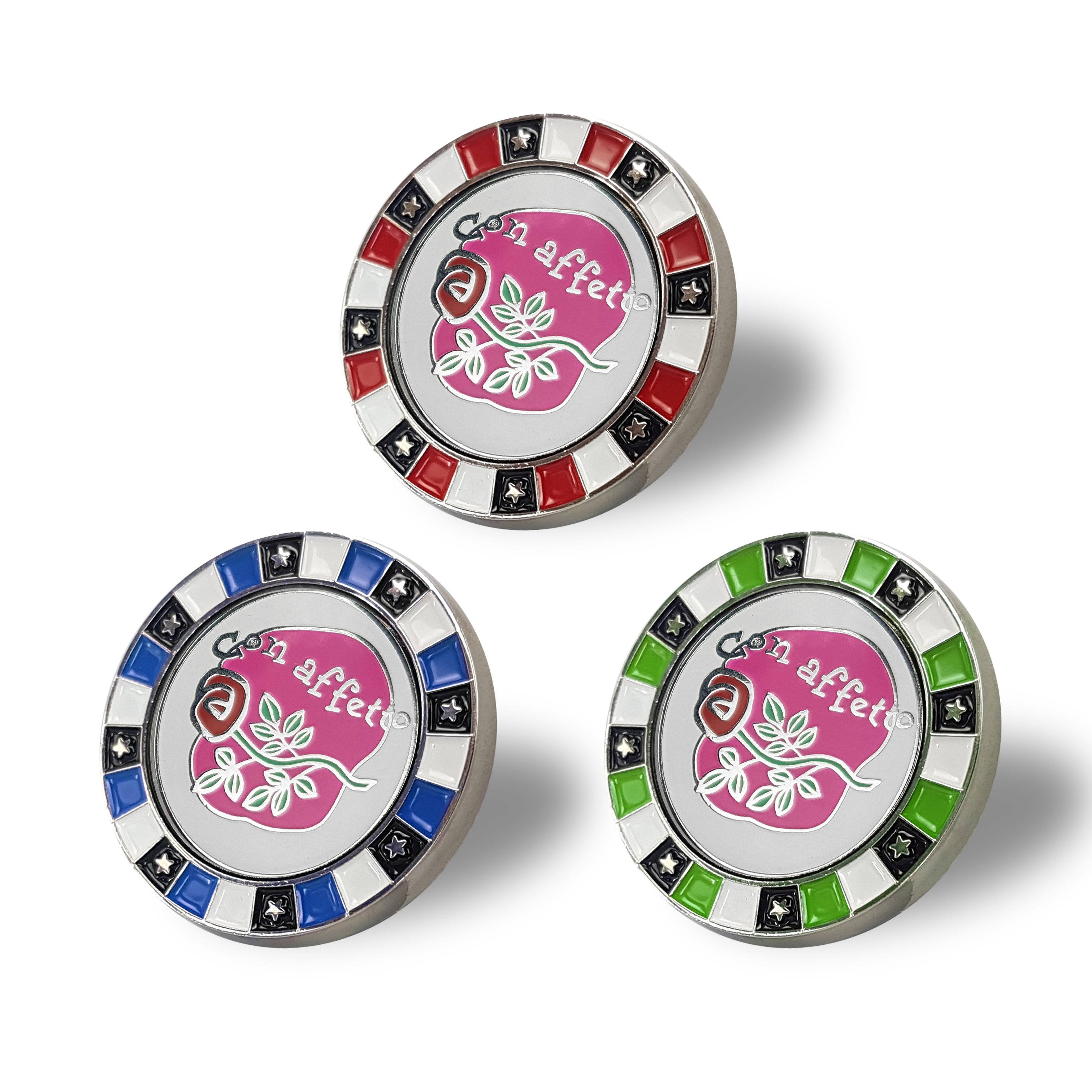 Custom OEM Brand New design custom metal golf poker chip hard enamel magnetic golf ball marker
