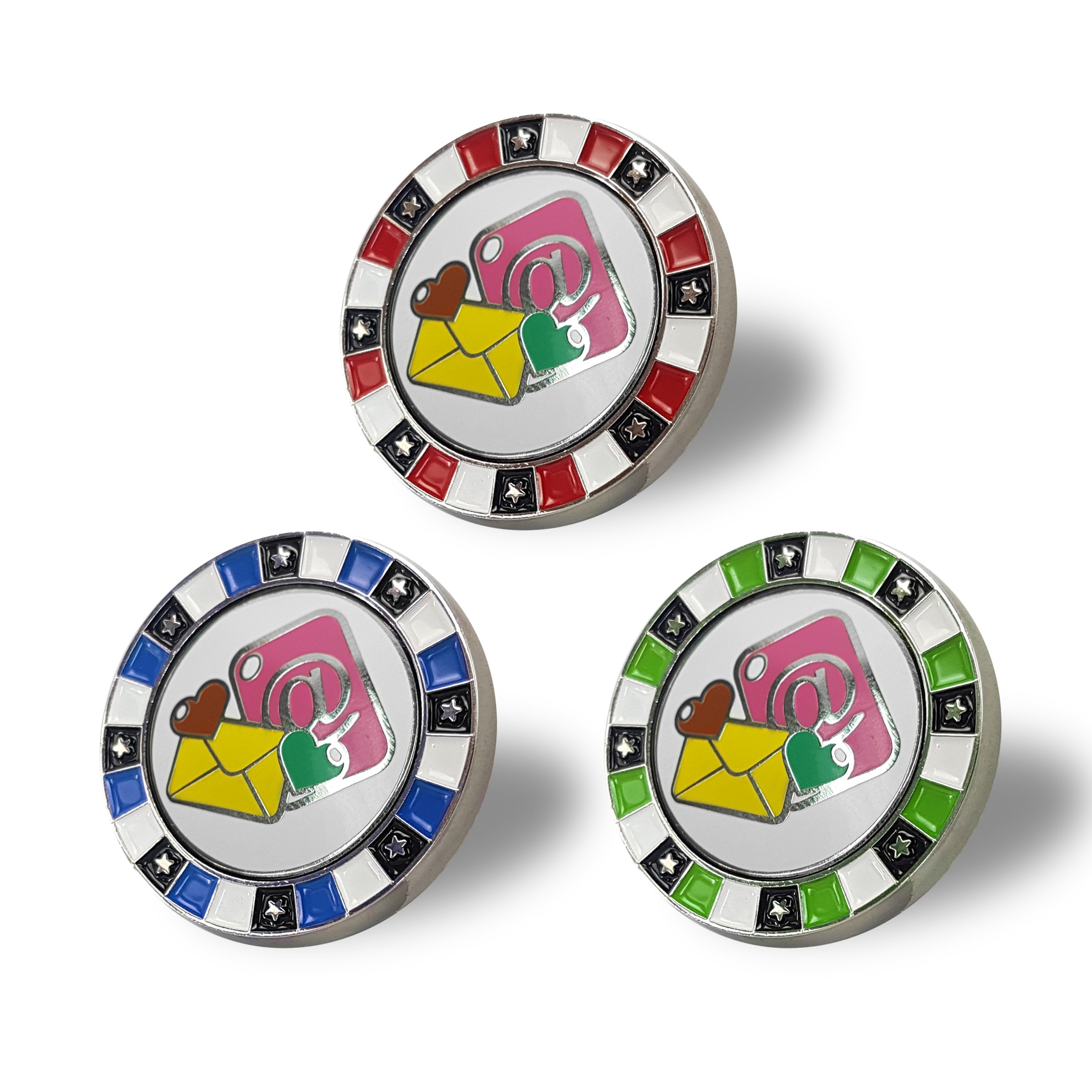 Custom OEM Brand New design custom metal golf poker chip hard enamel magnetic golf ball marker