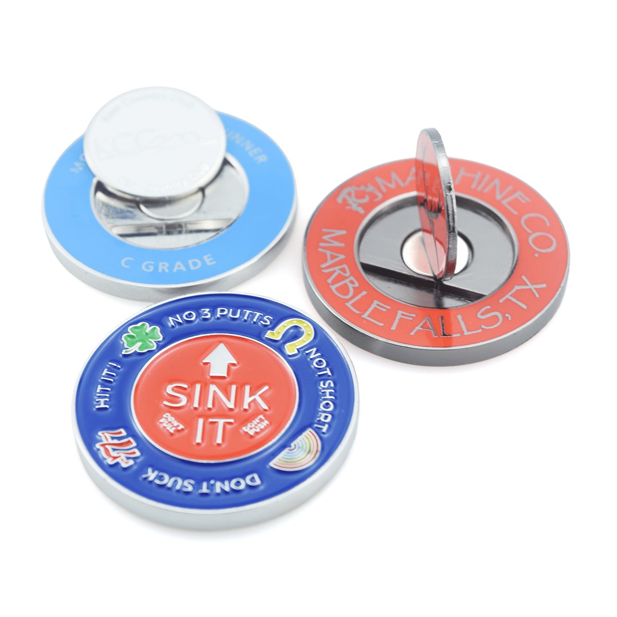 Custom Black Nickle Removable Golf Ball Marker Divot Tool Hat Clip Poker Chip With Magnet