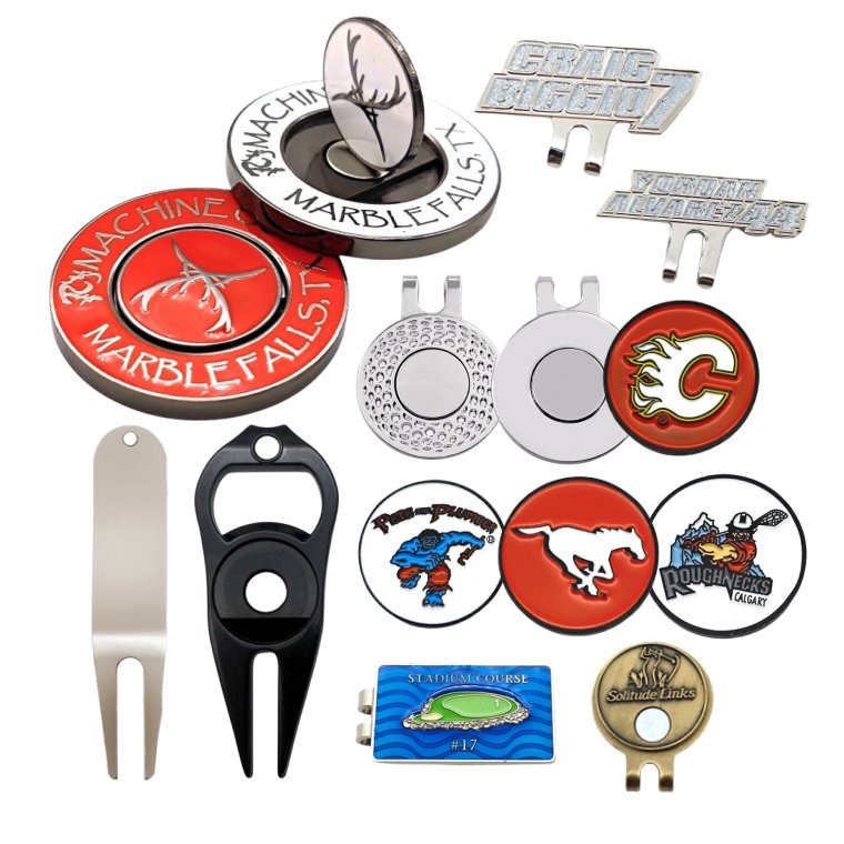 Custom Black Nickle Removable Golf Ball Marker Divot Tool Hat Clip Poker Chip With Magnet