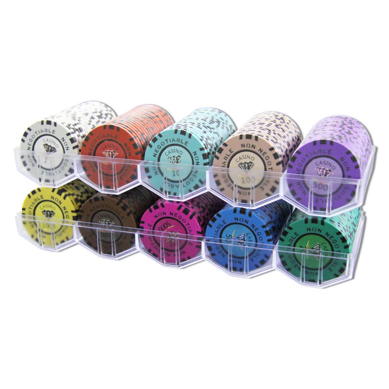 Casino quality clay poker chip with customised colour and logo in lay 14 gm casino chip